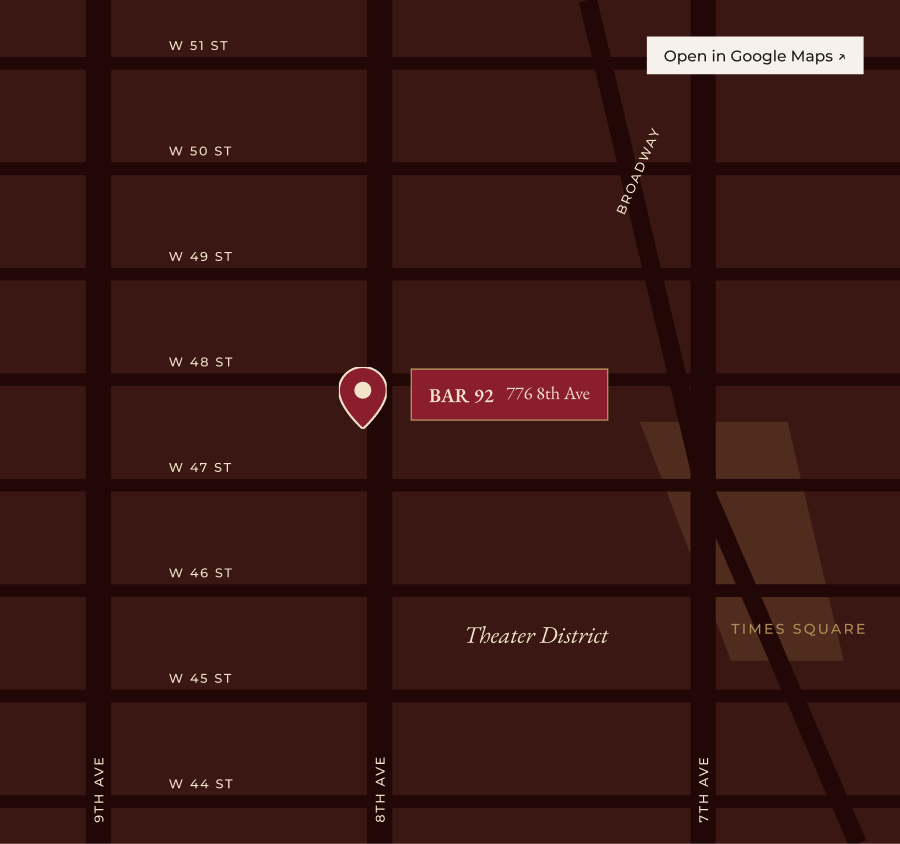 BAR 92 map — 776 8th Ave, New York